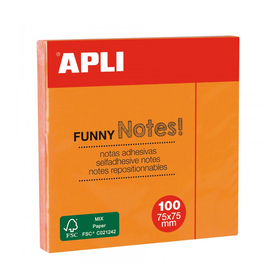 Adhesive Notes Fluor Orange 75 x 75 mm