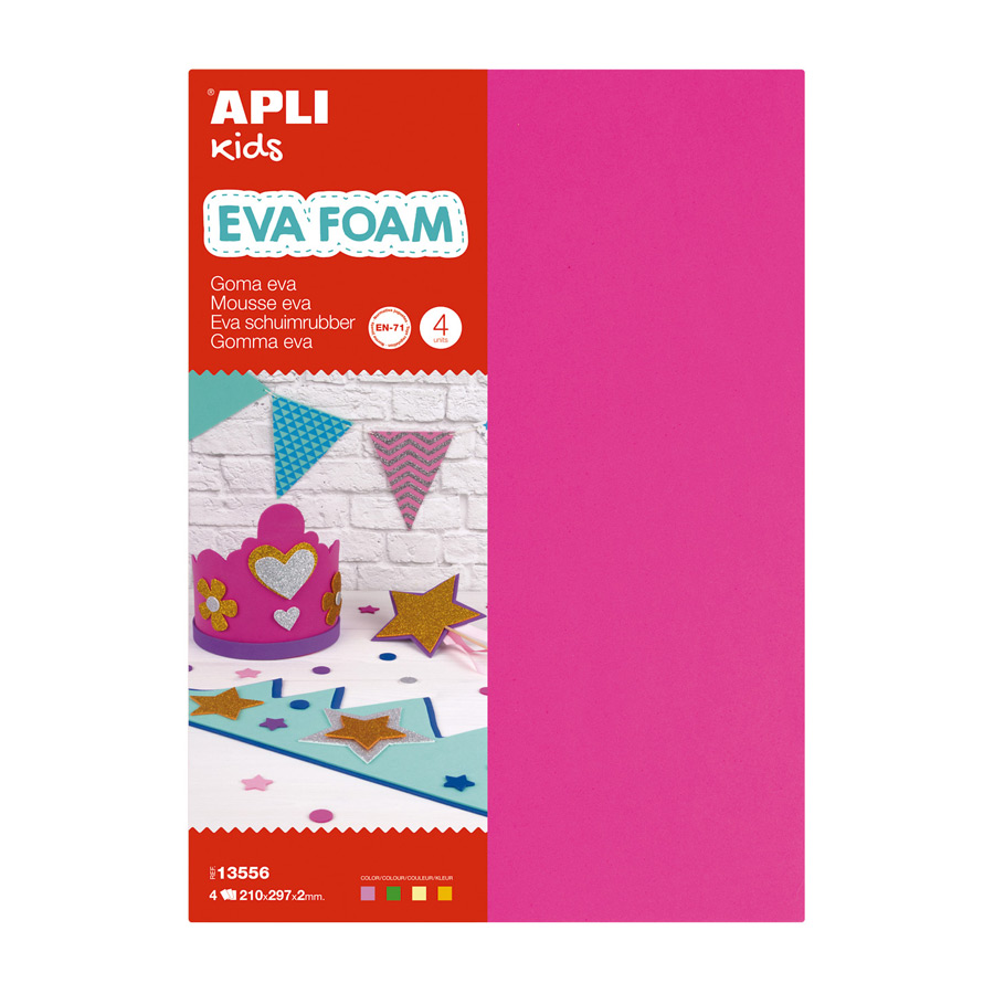 EVA foam fluorine A4 pink, green, yellow and orange