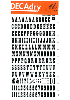 Rubbing letters and Numbers 10mm