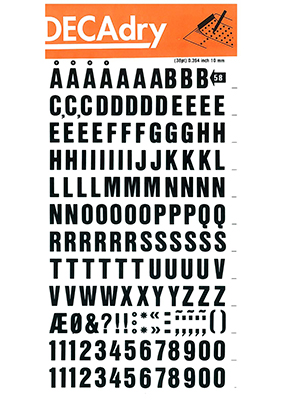 Rubbing letters and Numbers 10mm