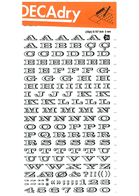 Rubbing letters and Numbers 5mm