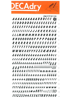 Rubbing letters and Numbers 5mm