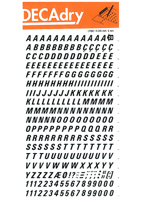 Rubbing letters and Numbers 6mm