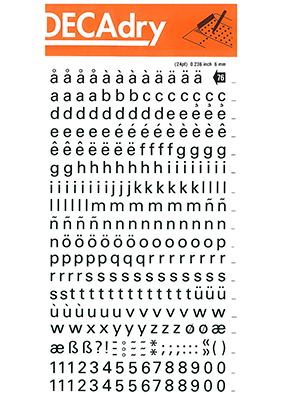 Rubbing letters and Numbers 6mm