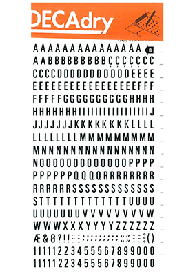Reiben von Buchstaben und Zahlen 6mm