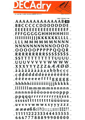 Rubbing letters and Numbers 6mm