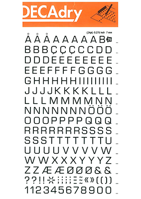 Rubbing letters and Numbers 7mm