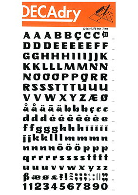 Rubbing letters and Numbers 7mm
