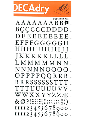 Rubbing letters and Numbers 7mm