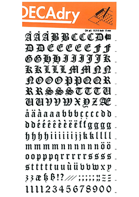 Rubbing letters and Numbers 8mm