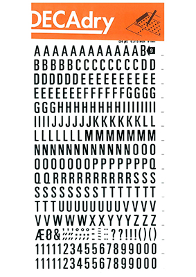 Rubbing letters and Numbers 8mm