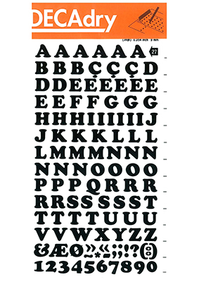 Rubbing letters and Numbers 9mm