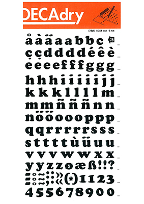 Rubbing letters and Numbers 9mm