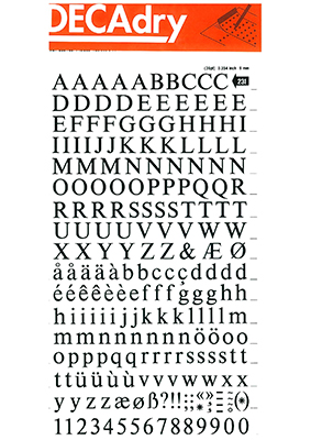 Rubbing letters and Numbers 9mm
